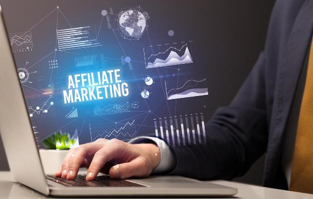 Affiliate marketer generating traffic through SEO, email marketing, social media, and paid advertising